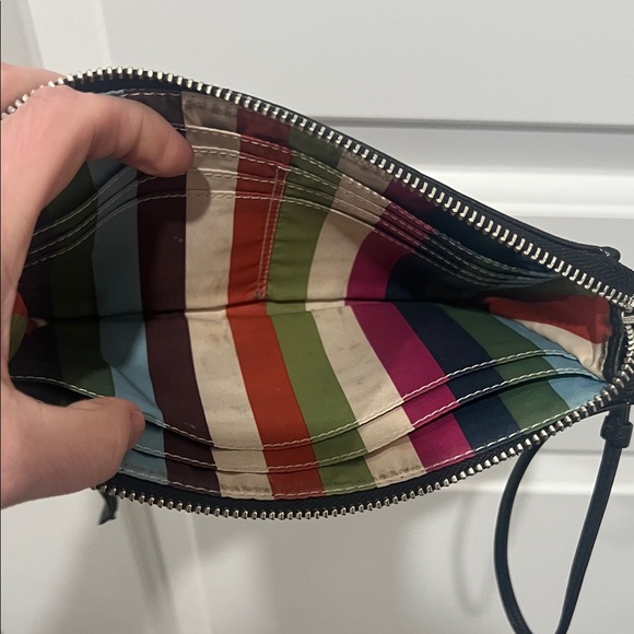 Coach Legacy (striped interior) Black Leather Wristlet - Picture 7 of 9